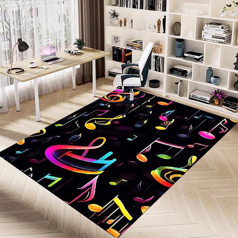 1PC Music Notes Extra Large Non Slip Floor Carpet, Office, Family, Bedroom, Studio Large Area Rug Indoor Rugs, Vibrant Colors