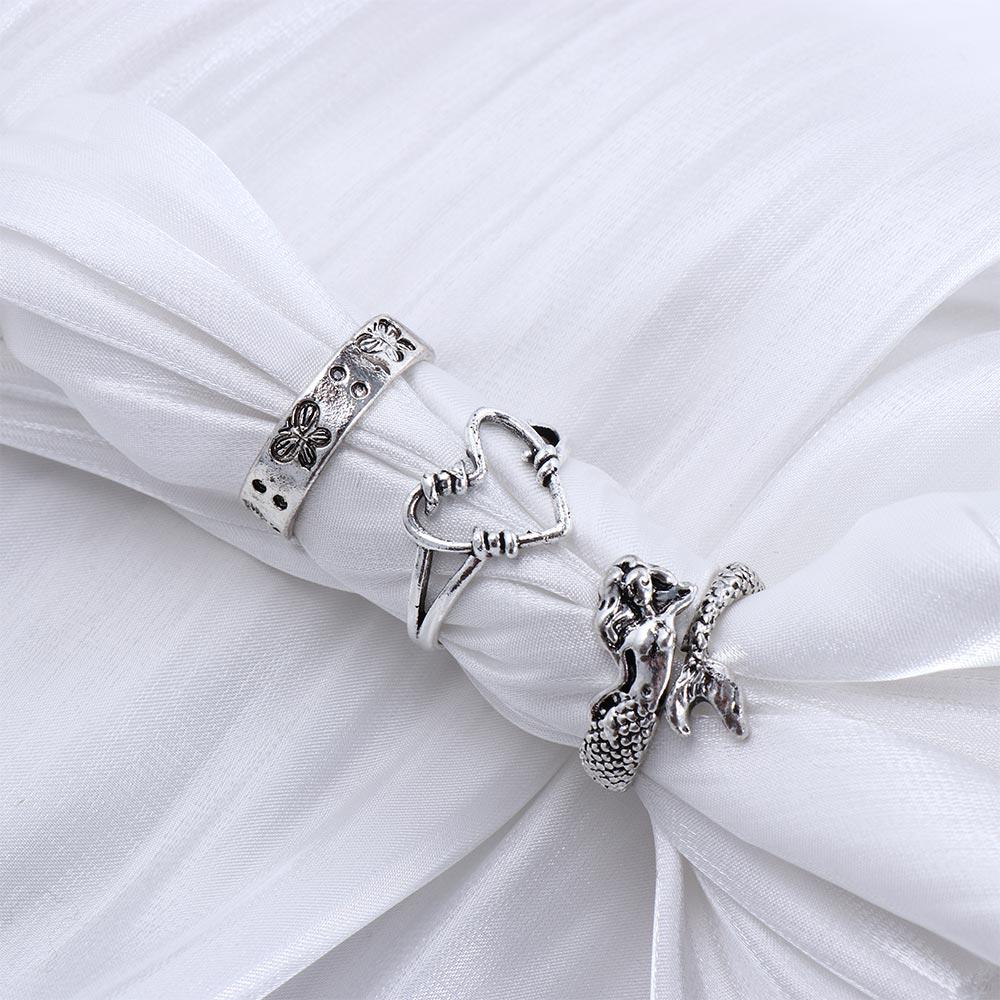 Punk Female Butterfly Male Love Heart Ring Set Korean Style Ring Fashion Jewelry Women Finger Ring