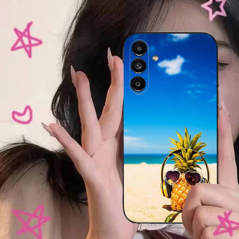 Summer Pineapple Phone Case For Samsung S24,S21,S22,S23,S30,Ultra,S20,Plus,Fe,Lite,Note,10,9,5G Black Soft Cover