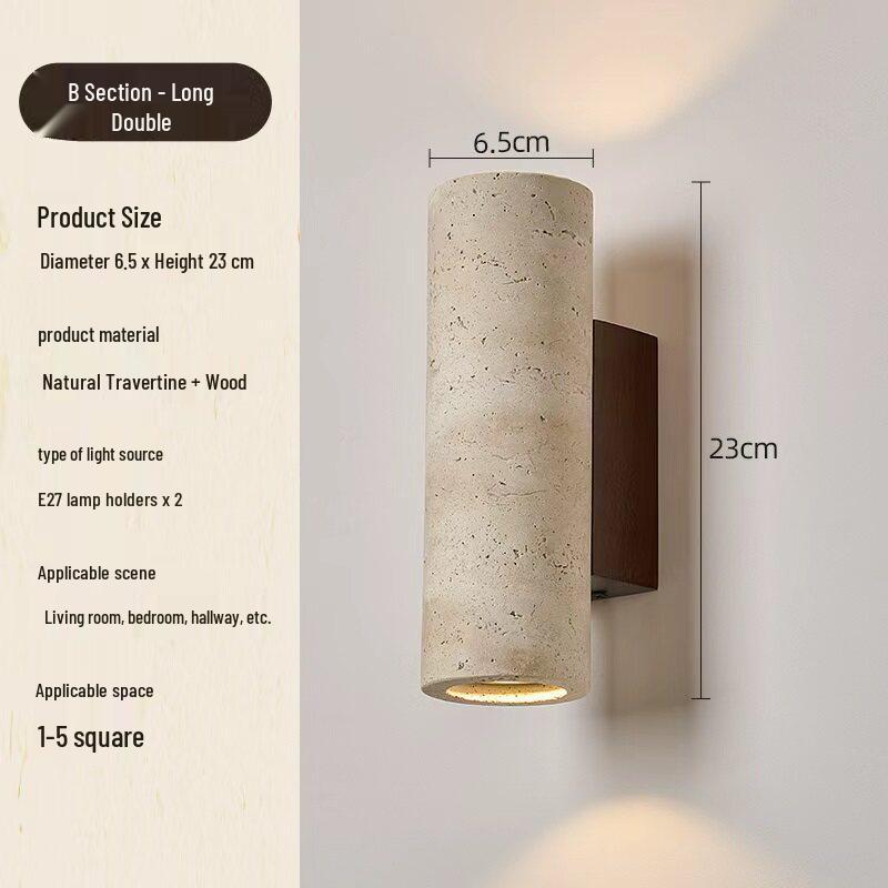 Wabi-sabi Style Yellow Travertine Wall Lamp for Bedroom, Courtyard, or Balcony - Waterproof Outdoor Light.