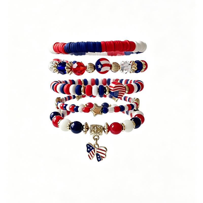 Unisex Independence Day Beaded Bracelet - Festive Fruit Jewelry, Perfect for Christmas & Halloween