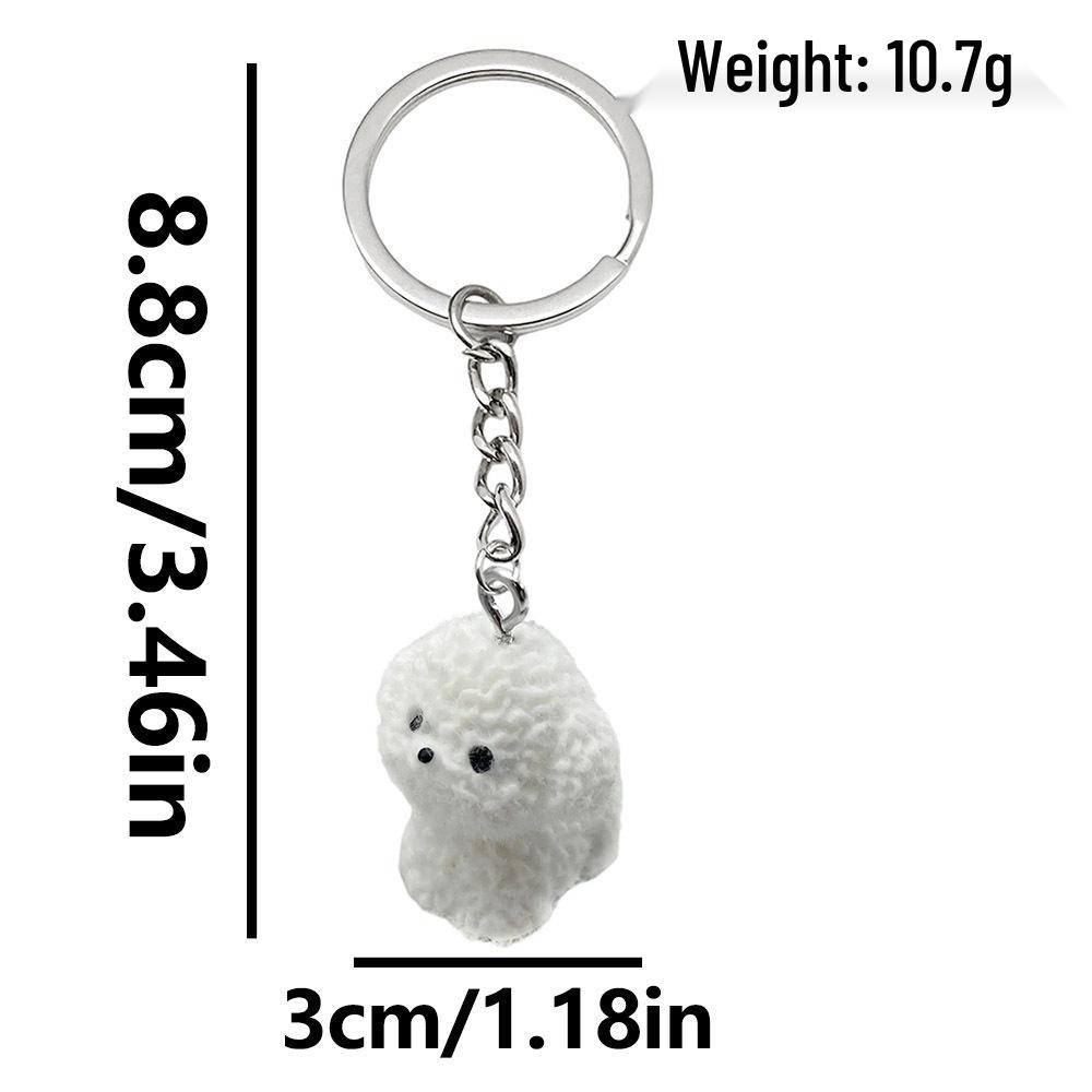 Resin Cartoon Animal Keychain: Puppy, Bichon, Border Collie, Teddy, Rabbit