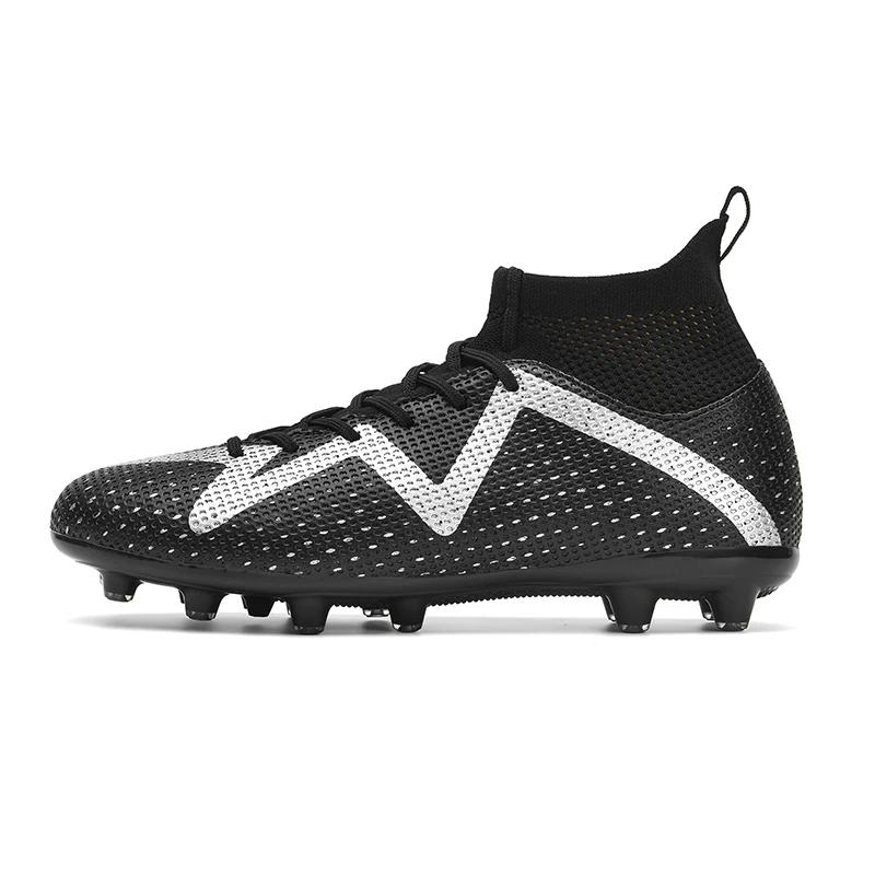 Soccer Shoes Men Anti-slip Outdoor Grass Training Breathable Lace-up Football Boots Long Spikes Lightweight Sports Shoes Men