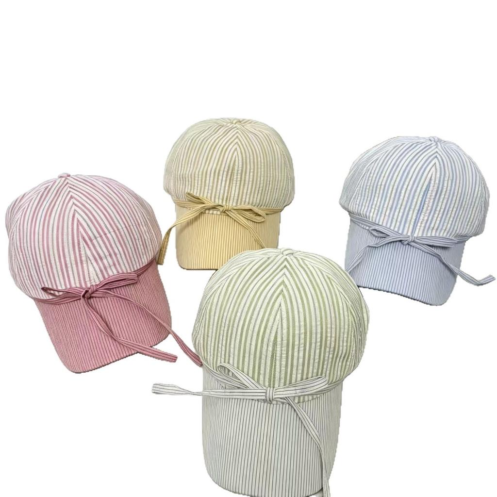 New Light and Breathable Versatile Sunshade Baseball Cap Women's Spring and Summer Small Fresh Striped Bow Baseball Cap