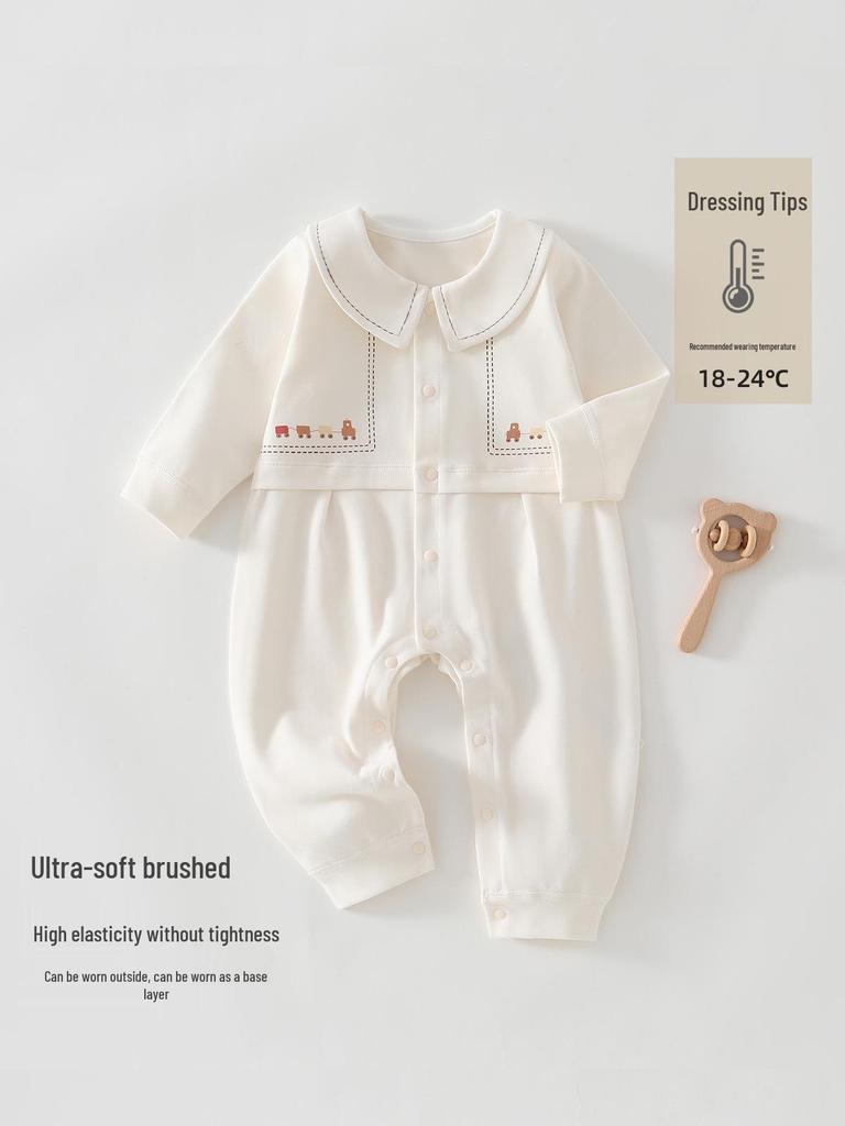 Baby Lapel Jumpsuit: Lightweight Four-Season Infant and Toddler Romper for Autumn and Winter