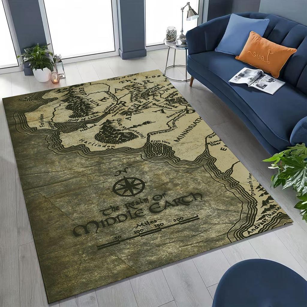 3D L-Lord of The Rings H-Hobbit Movie Board Rug for Bedroom Living Room Sofa Home Doormat Decor, Large Kids Non-slip Floor Mat