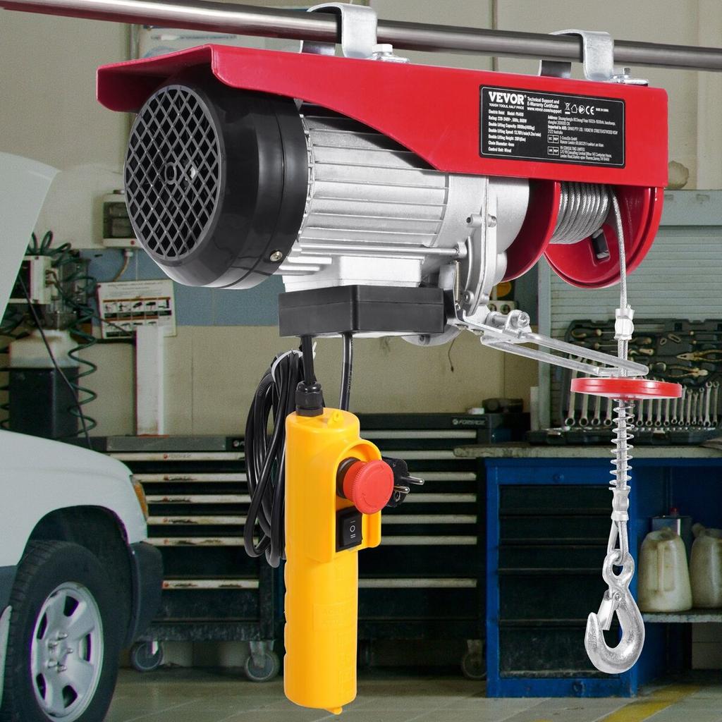 Electric Hoist Crane Winch 880 lbs with 14 ft Wired Remote Control 230V