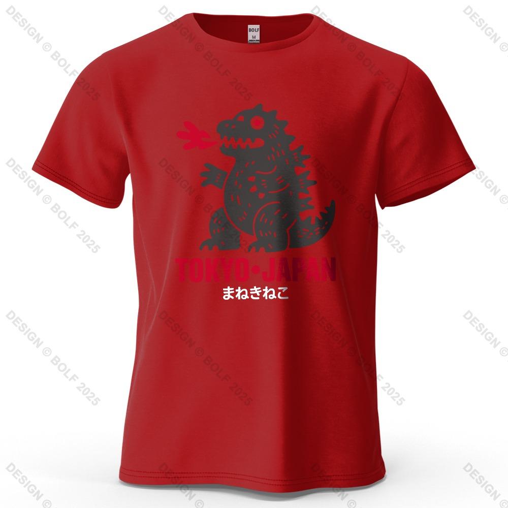 Tokyo Dinosaur Printed Men's T-Shirt Oversized Japanese Harajuku Graphic Tees for Women Tops Tees Casual Streetwear