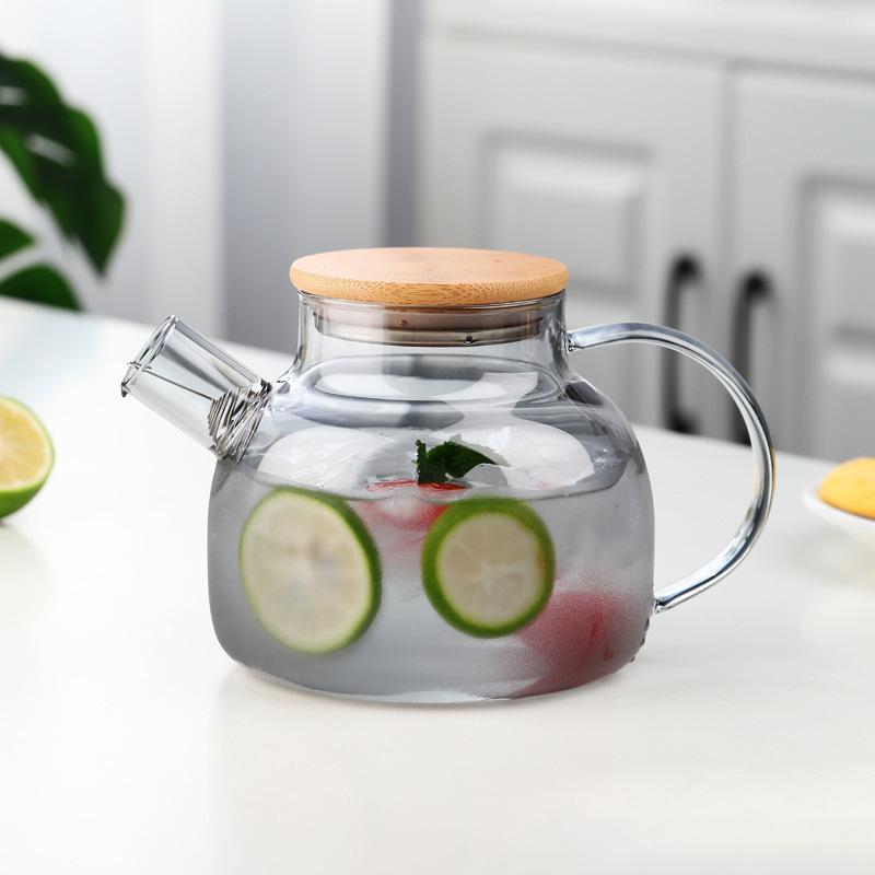 Borosilicate Glass Teapot with Bamboo Lid for Hot & Cold Drinks