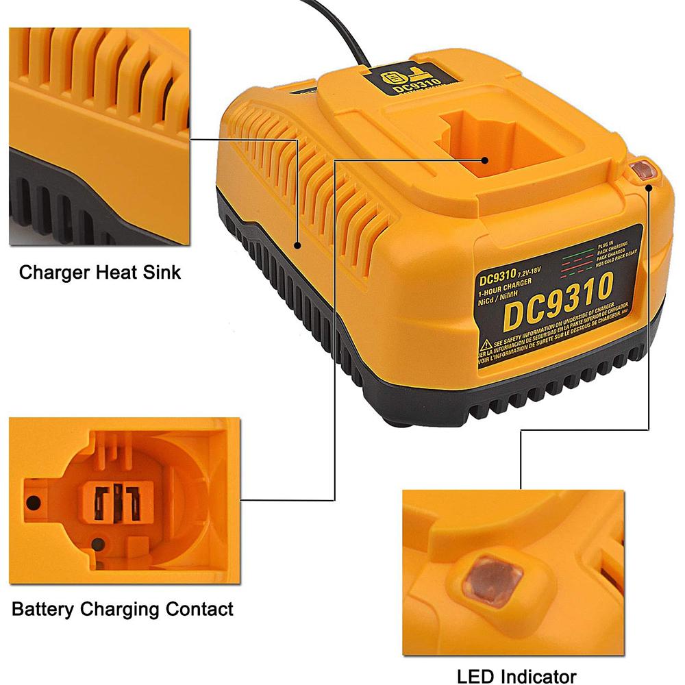 EU Plug Replacement Charger For Dewalt DC9310 7.2V-18V Nicad & Nimh Battery DW9057 DC9071DC9096 DE9039 DE9095 DE9096 Power Tool