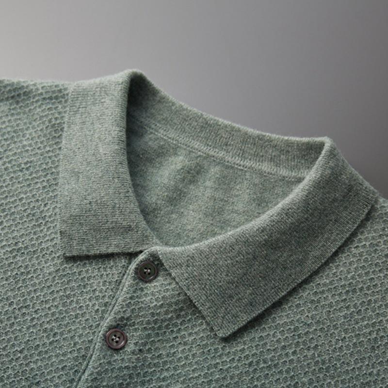 High-End Light Luxury Fashion Cashmere Sweater Men'S Polo Collar Warm Jacquard Fashion Business Soft Waxy Sweater