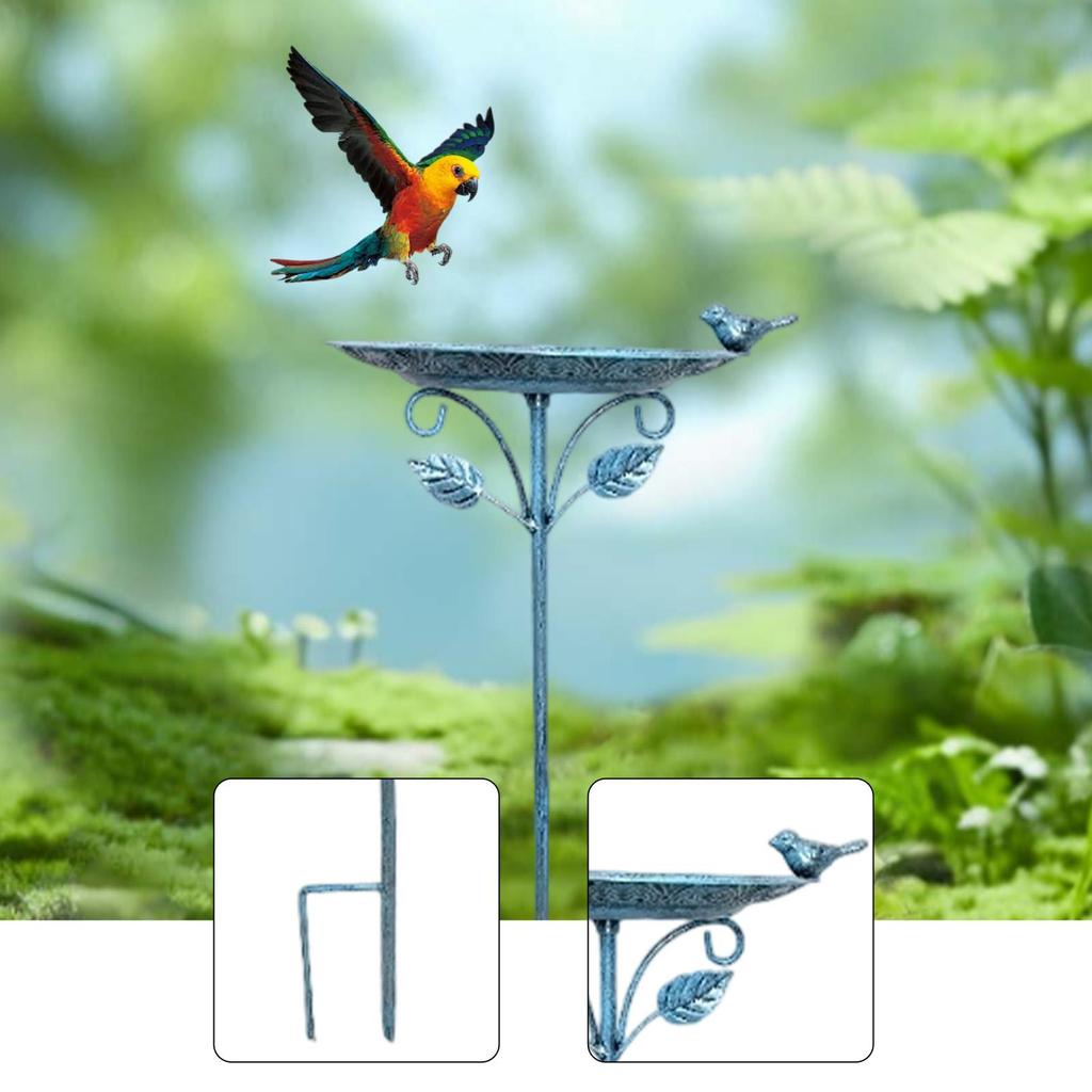 Bird Feeder with Metal Stake Weatherproof Birdbath Bowl Outside Garden Yard Decoration for Backyard Lawn Bird Accessories