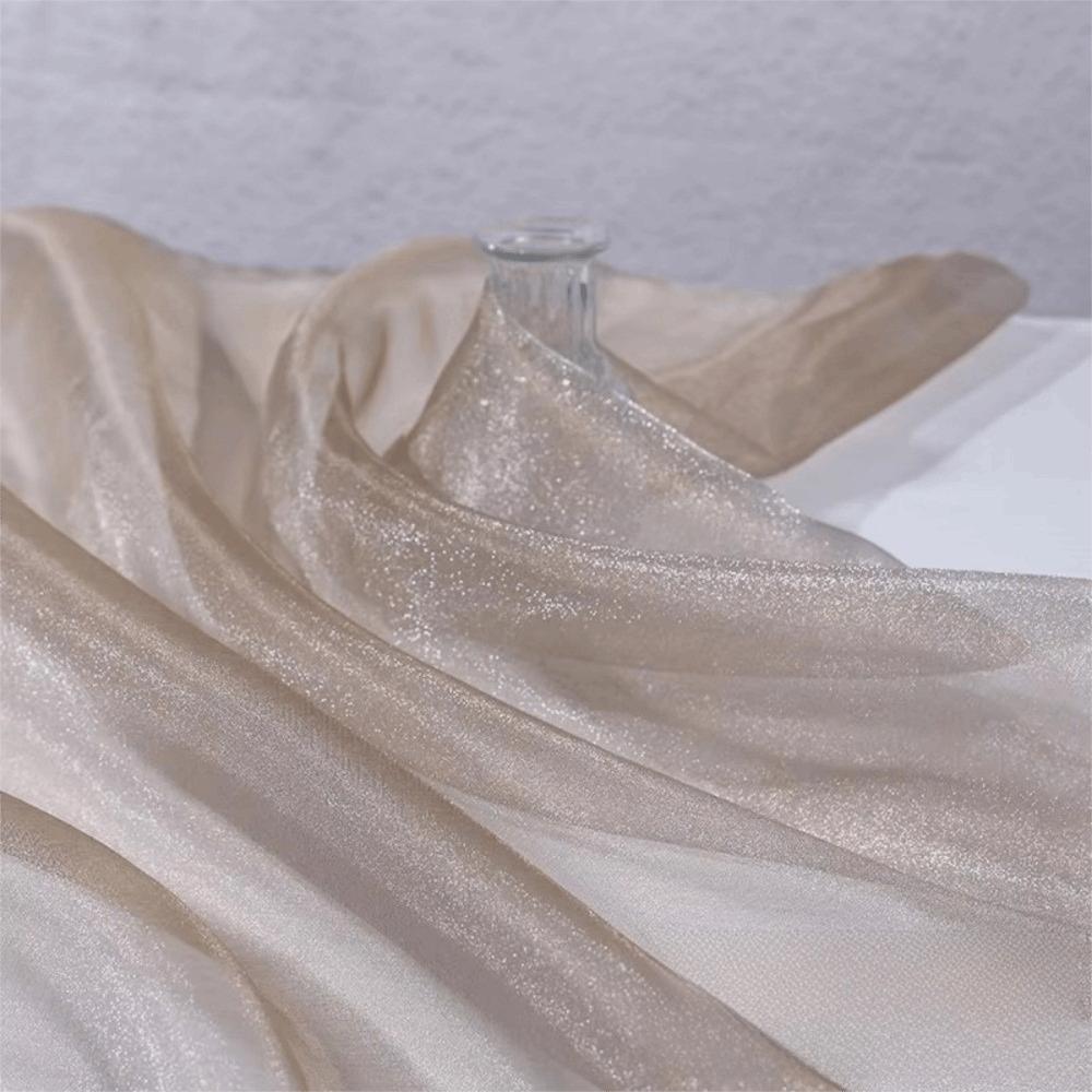 Mjuk tyll 100*140cm Fluorescerande organzatyger Glitterorganza Tyg Scen Bröllopsdekor