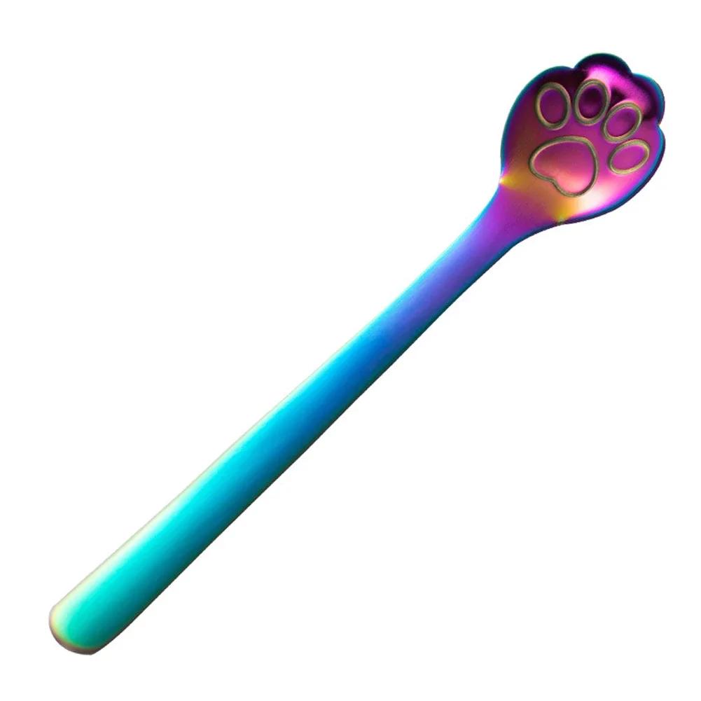 1PC Creative Cute Cat Claw 304 Stainless Steel Spoon Hollow for Ice Cream Coffee Tea Dessert Spoon Kitchen Tableware Accessories