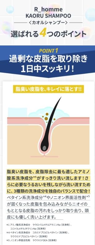 R_homme Kaoru Shampoo 300mL Renewal (Men's Rinse-in Shampoo/Scalp Care/Odor Control)