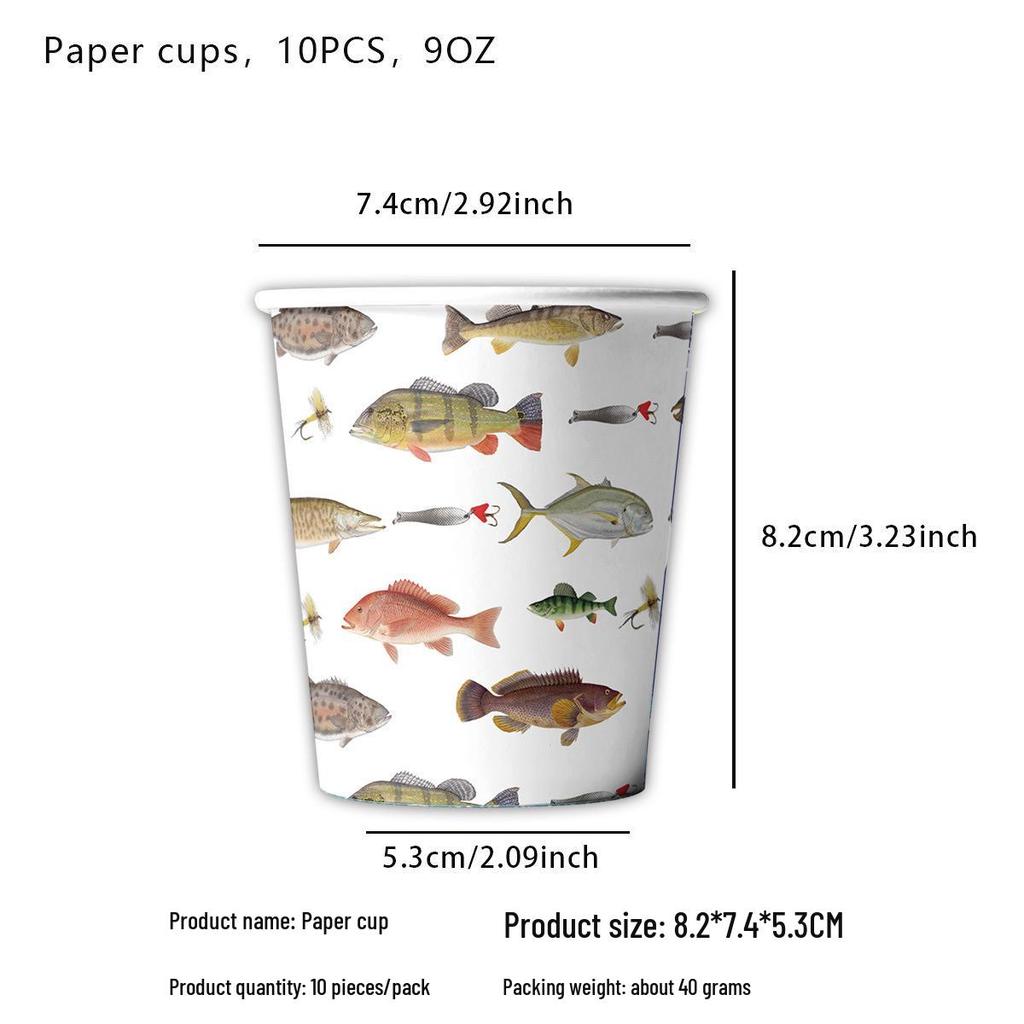Cross-border Fishing Theme Party Supplies: Paper Plates, Flags, Napkins, and Creative Decorations Set