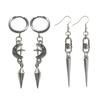 Gothic Spikes Earrings with Moon and Star Pendant Comfortable Ear Hoops Stylish Punk Accessories for Women Man