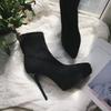 Fall/Winter  Stiletto Stretch Boots Pointed Toe Platform Suede Slean Sexy Temperament Booties