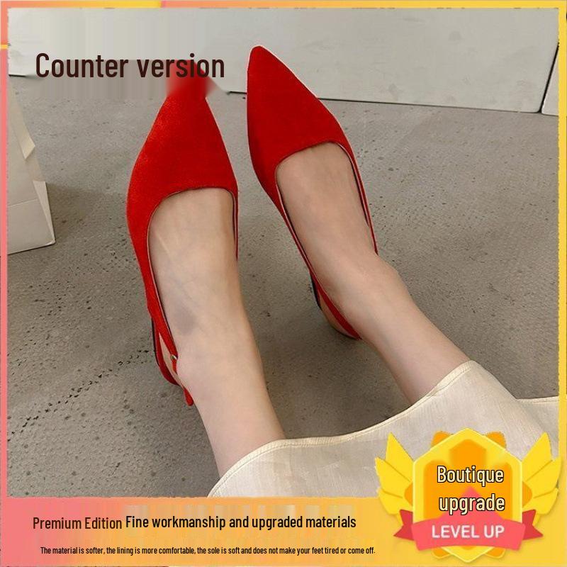 Z Korean Retro Women's Spring Kitten Heel Sandals 2025 - Pointed High Heels with Back Strap for a Socialite Temperament