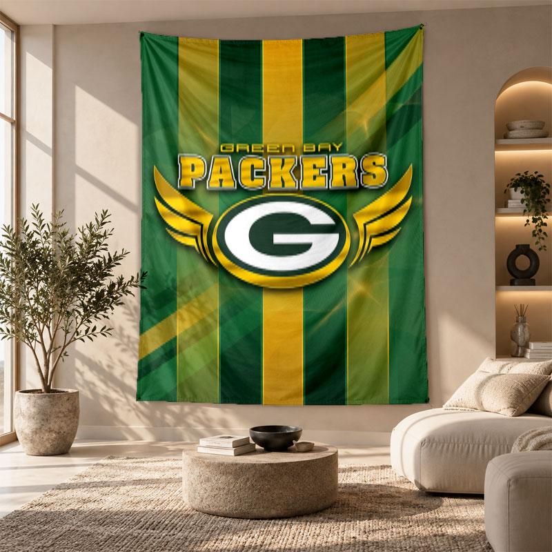 Arazzo Decorativo, Arte da Parete Stampata Green Bay Packers, Appeso a Parete Leggero per Sfondo della Camera da Letto