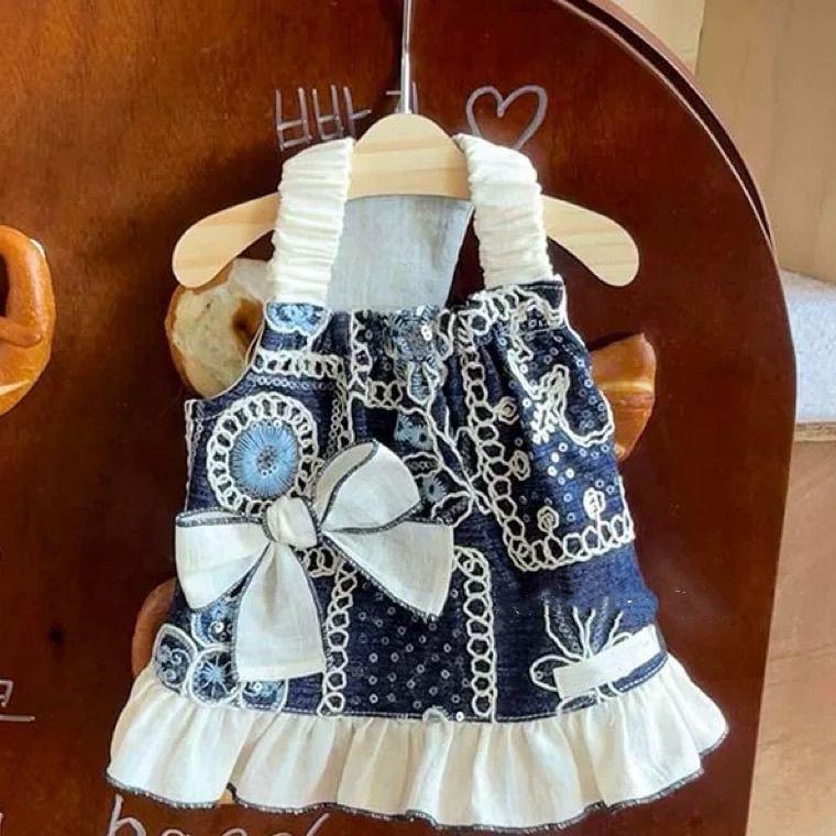Luxury Bow Pet Dress for Small Dogs Princess Dog Shirt Lace Skirt Summer Puppy Clothes Girls Dog Costume Chihuahua Vest