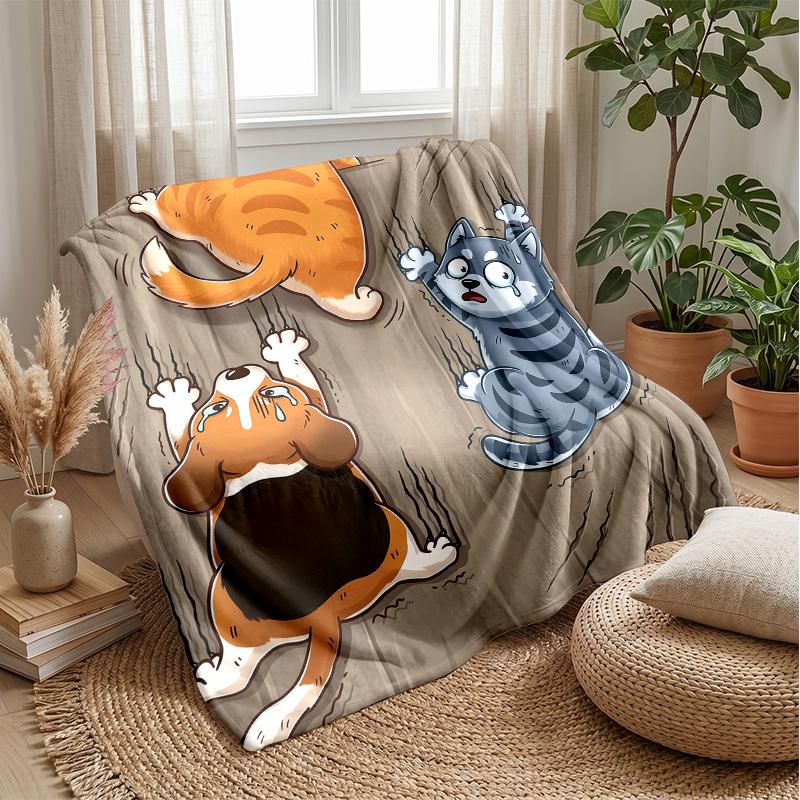 Canine Cloudy Dreamscape blanket Personalized Name Flannel Blanket Soft Cozy Plush Throw for Sofa Bed Lightweight Home Decor