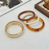 Vintage Amber Smudged Acrylic Bracelet, Stylish Marble Resin Wide Bracelet