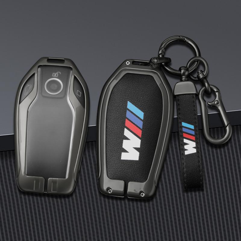 IAMS9 Alloy Leather Car Key Case Cover For BMW M 5 6 7 Series 530le Gt X3 X4 730li 740 G12 G30 G31 G32 I8 I12 I15 Keychain Accessories