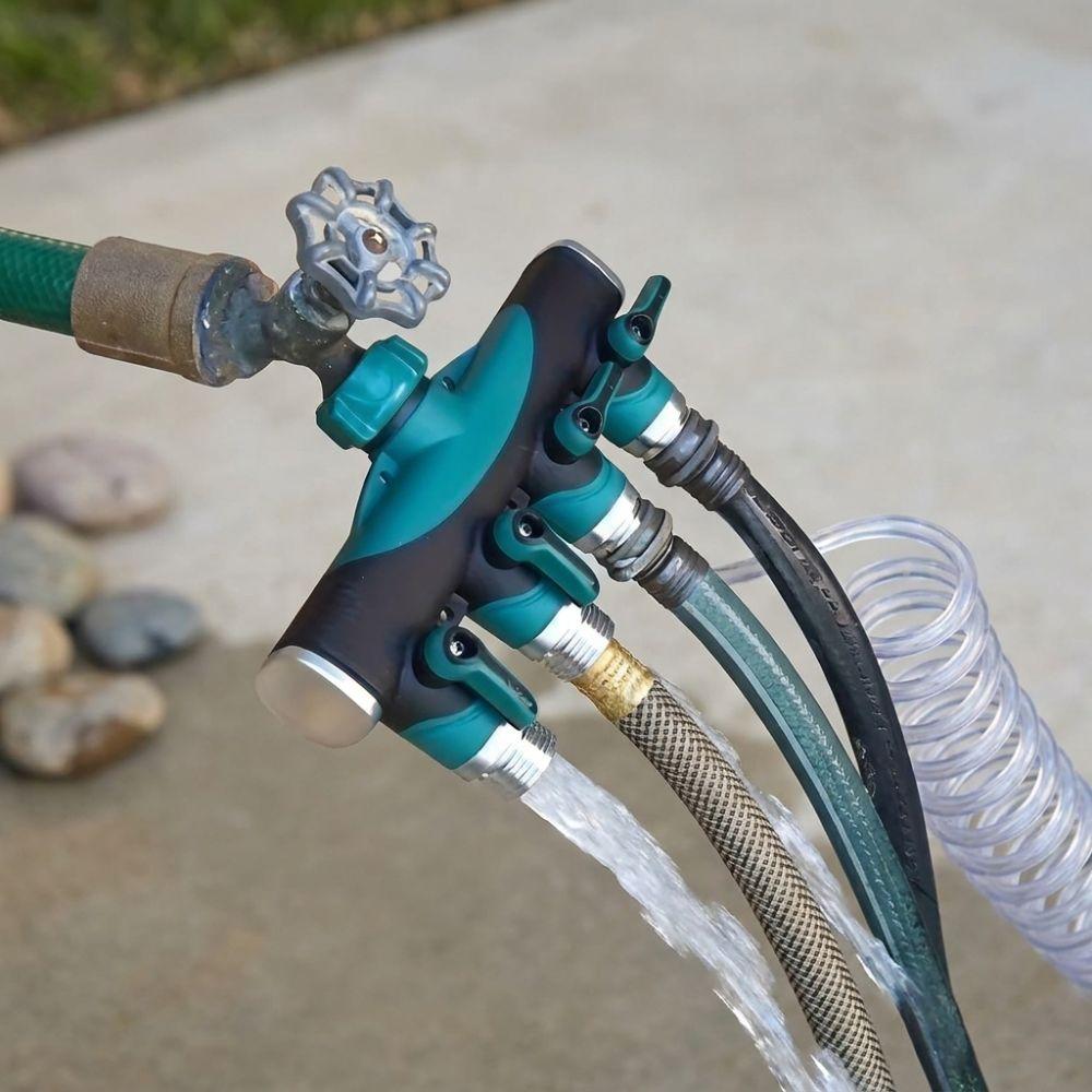 3/4 Inch 4 Way Hose Connector Splitter Zinc Zinc Zinc Alloy Garden Irrigation Splitters Yard Use