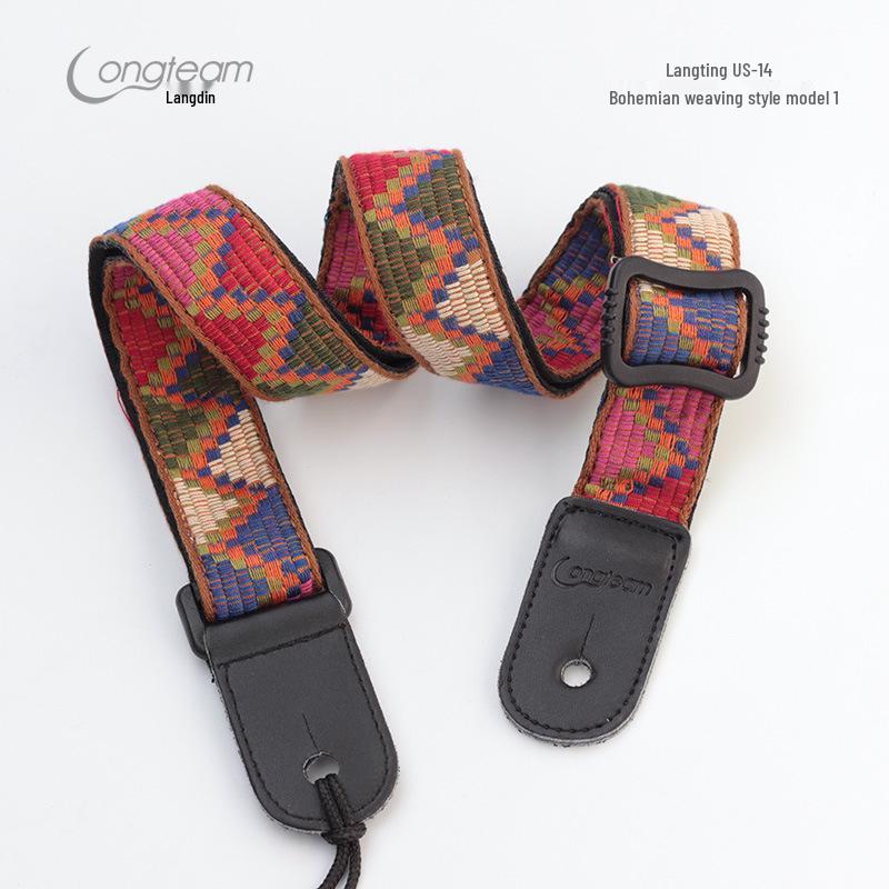 Bohemian Ethnic Leather Ukulele Headstock and Endpin Strap
