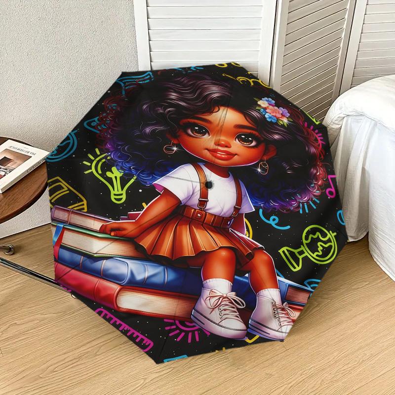 1pc Books Flowers Pattern Umbrella Design Automatic Opening and Closing Umbrella, High-quality Travel Umbrella, c1128240