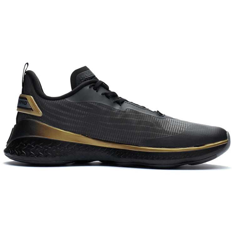 Li-Ning Li Ning Cushioning Slip Resistant Abrasion Resistant Low top Training Shoes Black Gold Men's AFVR003-1