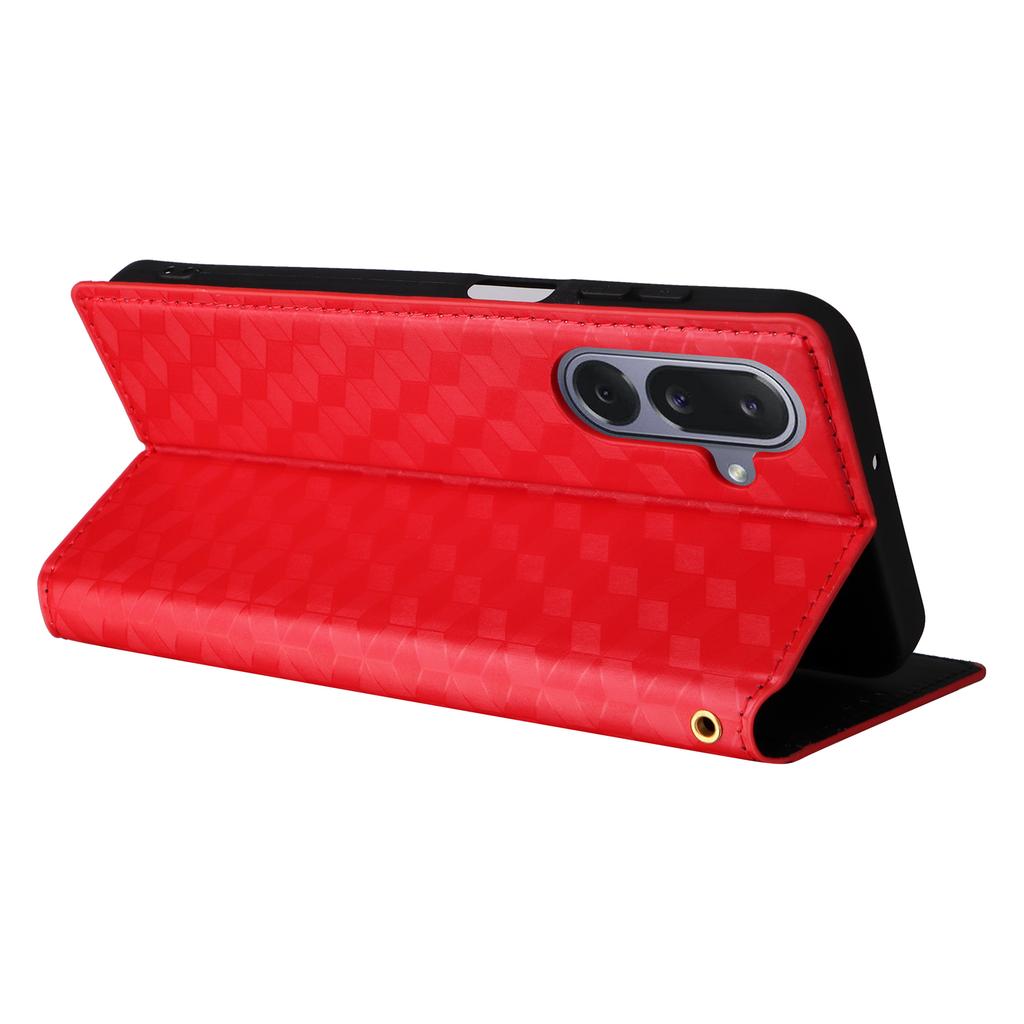 For Samsung Galaxy M36 5G Case Wallet Rhombus Imprinted Leather Phone Cover