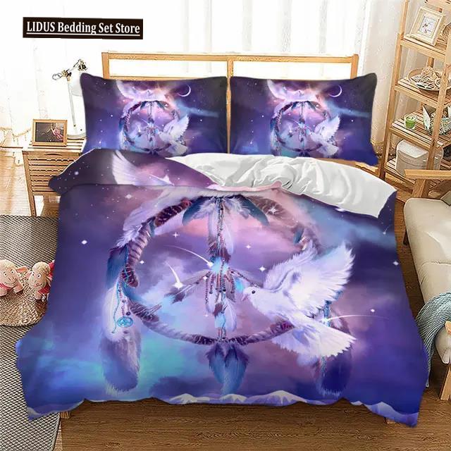 

Dreamcatcher Duvet Cover Set Galaxy Quilt Cover Bohemian Mandala Bedclothes 3-Piece Color Nebula Soft Bedding Home Textiles EU single(135x200cm)