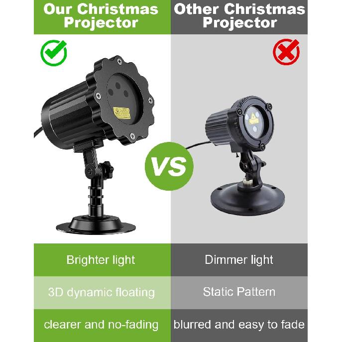 Brighter Laser Christmas Lights Projector Outdoor, RGB 3 Colors Gypsophila Moving Twinkles Stars Light Show, Holiday Projector Decorations for