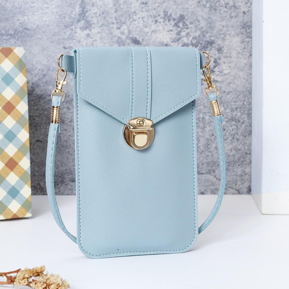 New PU Leather Touch Screen Phone Purse Portable Strap with Hook Closure Mobile Phone Bag Multi-function Shoulder Handbag