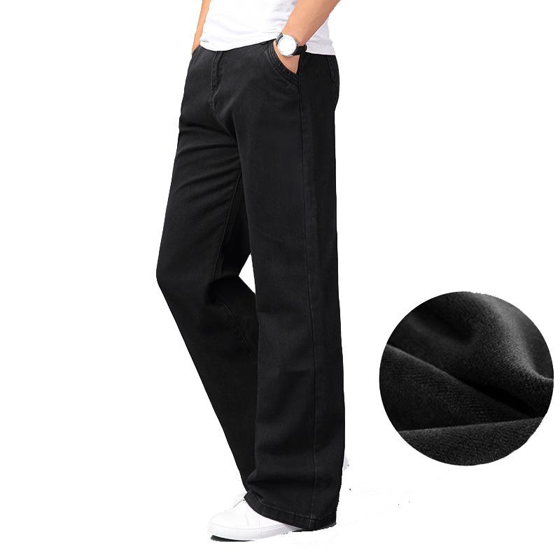 

Джинсы Мужские Мужские Зимние Плюс Бархатные Свободные Прямые Мужские Джинсы Повседневные Мужские Толстые Брюки Деним Рога Джинсы 40 чёрный