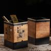 Engraved Red Solid Wood Pen Holder: Ancient Style Creative Office Display & Commemorative Gift