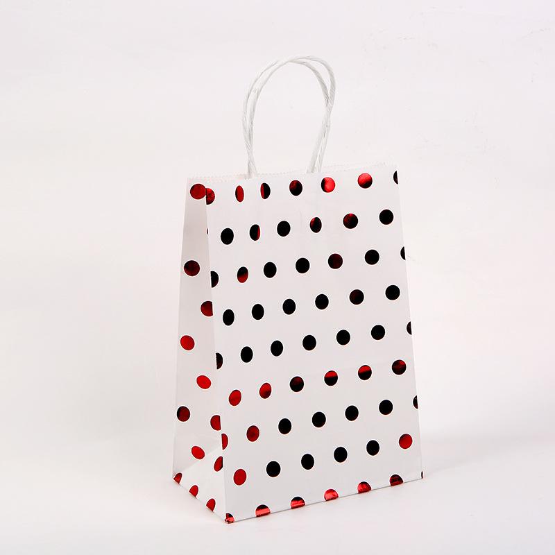 WTEMPO 12PCS 6*11*15CM Christmas/New Year Round Dot Printed Gifts Bags Portable Foldable Paper Gift Handbags Creative Festivals Gift Packaging Bags