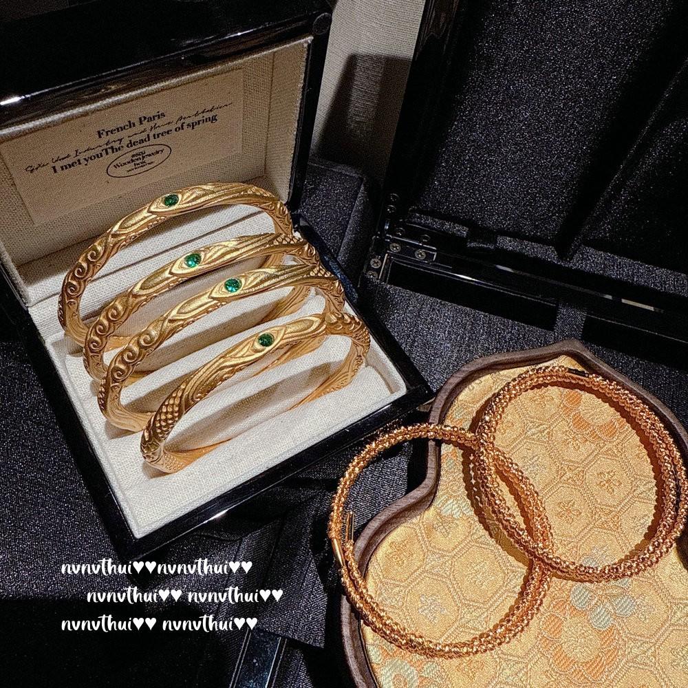 Ancient Gold Filigree Chiseled Qiankun Ring Bracelet, New Chinese Style, Hammer And Lion Enamel Necklace, Set.