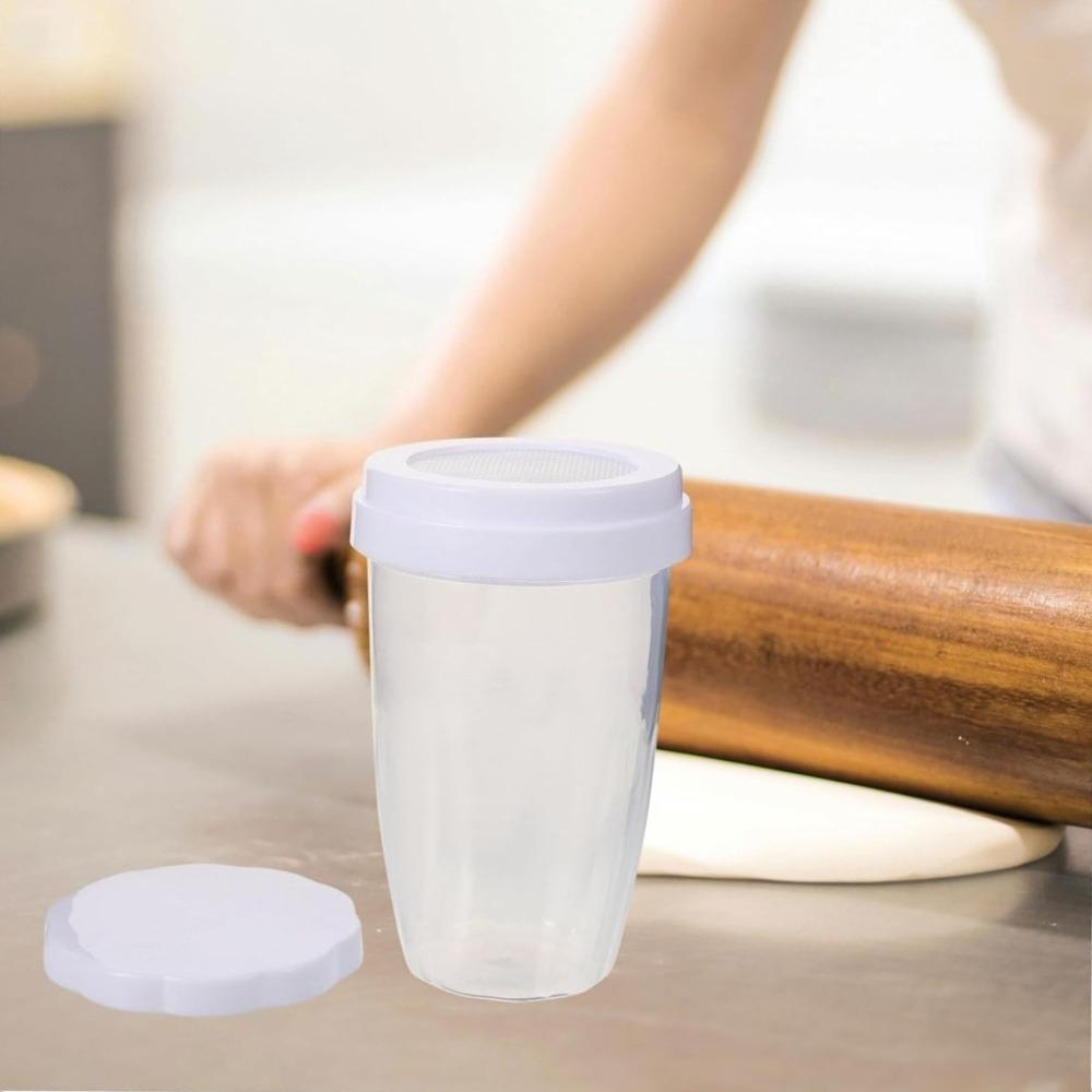 White Plastic Flour Powder Sugar Shaker with Lid Mesh Shaker Icing Sugar Powder Cocoa Flour Chocolate Coffee Sifter Kitchen Tool