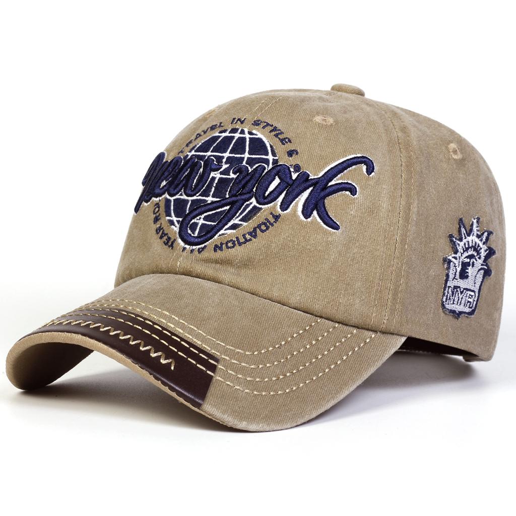 Herren NEW YORK Letter Stickerei Gewaschene Baseballkappe Vintage Hut Outdoor Verstellbar Sonnenschutz Freizeitkappe Frühling Herbst Reise Tourismus Strandurlaub