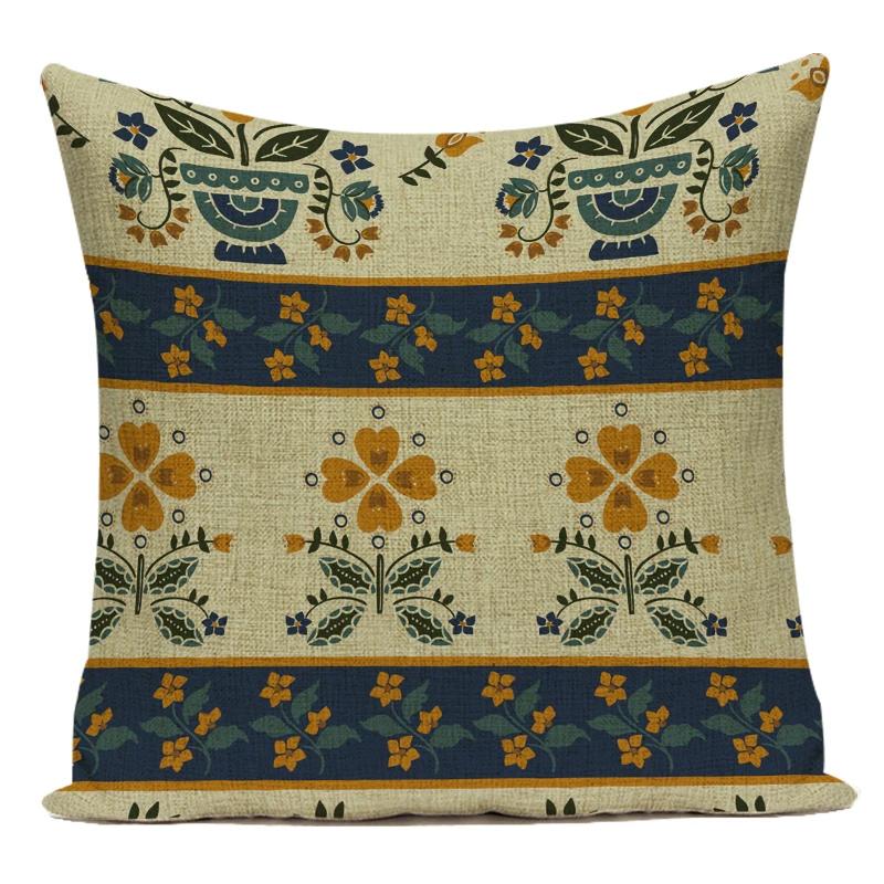 Vintage Style Flower Floral Polyester Decorative Pillow Cover Sofa Cushion Cover for Living Room Capa De Almofadas Pillowcase
