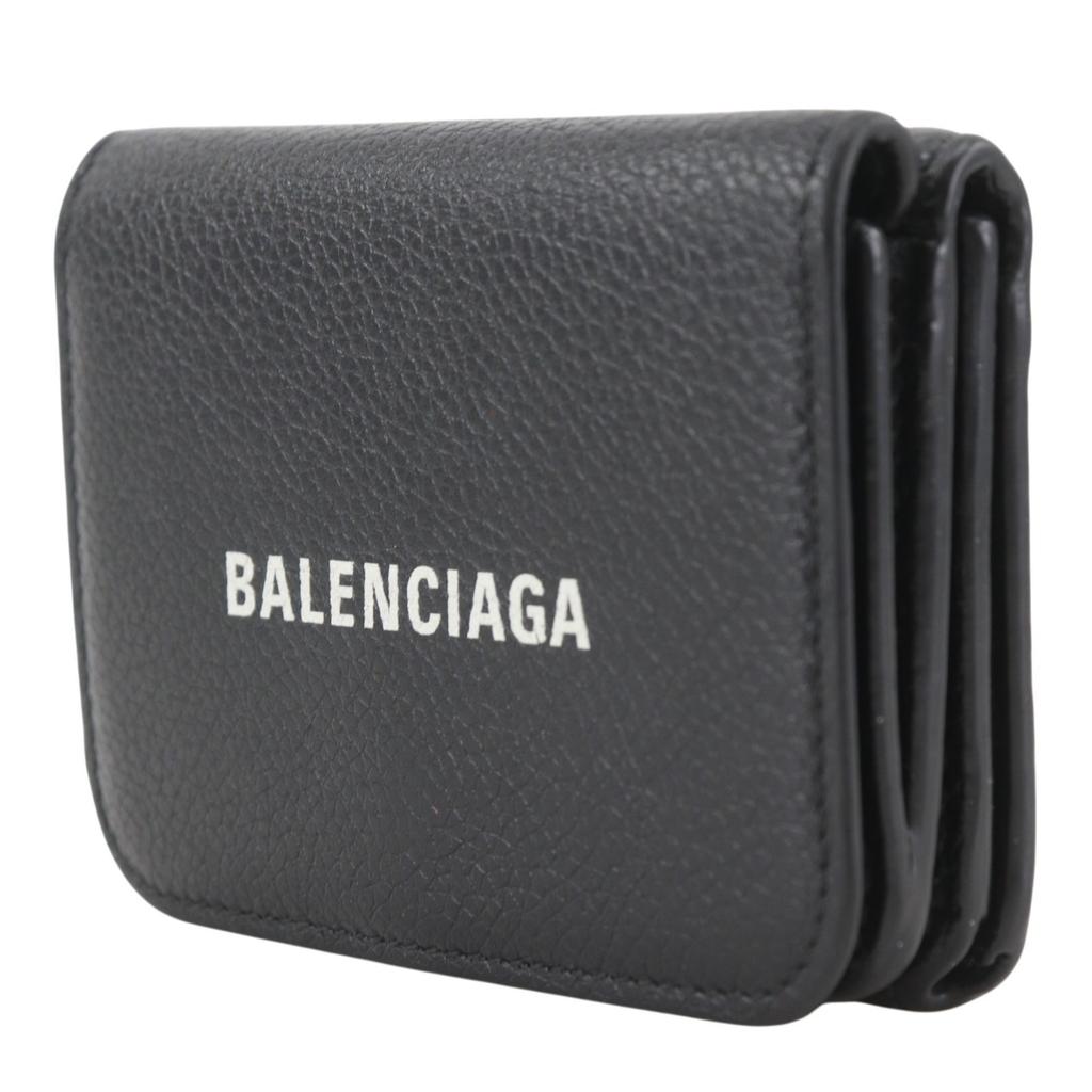 Balenciaga Cash Mini Tri-fold Wallet 593813 Black Leather Unisex Used