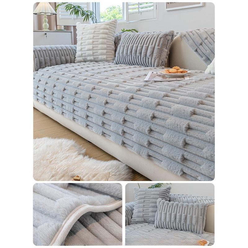 Cream Style Sofa Cushion Autumn and Winter Thickening Plush Cushion Winter Non-Slip Thickened Sofa Cover Cloth