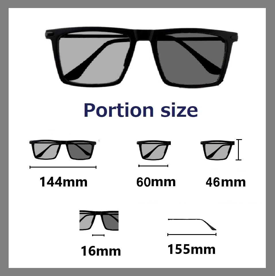 REONAS Polarized Photochromic Discoloration for UV400 Protection Men's Sunglasses, Square, Gray, Driving, Fishing,