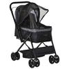 Pet Stroller Pushchair Foldable Travel Dog Cat Carriage w/ Reversible Handle Brake Basket