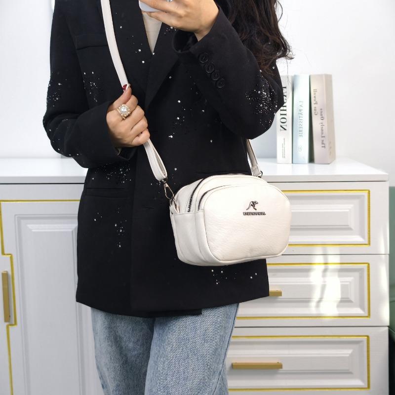 Women's messenger bag PU bag, retro style women's bag, threelayer shell bag, highend texture shoulder bag, fashionable mobile phone bag.
