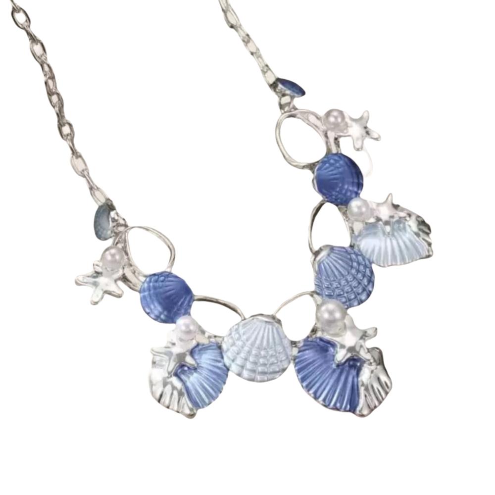 Zinc Zinc Zinc Alloy Clavicle Chain Women Starfish Choker Necklace Elegant Shell Pendant Necklace  Girls