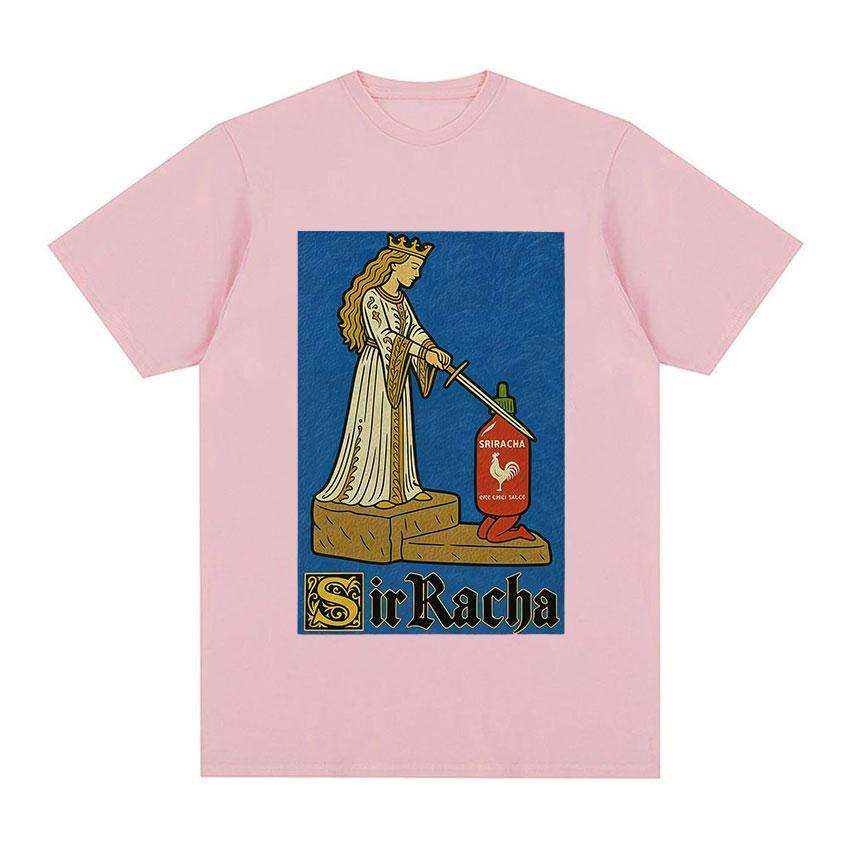 Sir Racha Mittelalter Könige Ära Lustiges Meme Scharfe Soße Grafik T-Shirt Unisex Damen Humor Stil T-Shirt Mode Übergroßes Baumwoll-T-Shirt